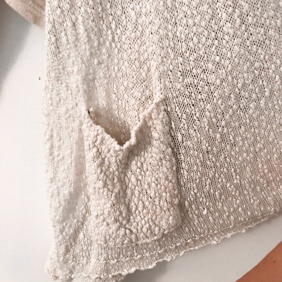 Beige cardigan sweater with knitted pockets - Picture 4 of 5